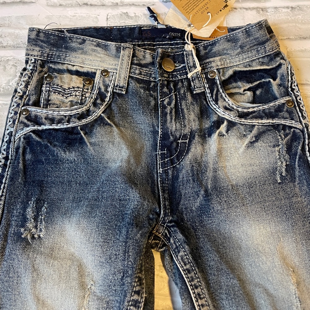 Boys distressed buckle style jeans